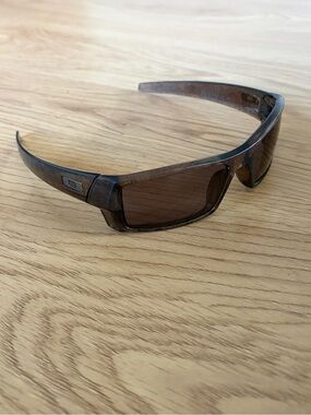 Oakley Gascan S Patterned Vintage Brown Sport Wrap Sunglasses Made in USA